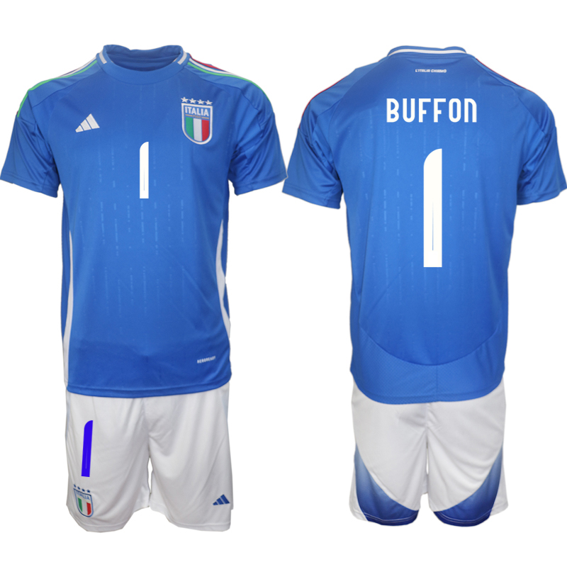 Men 2024-2025 Season Italy home Blue #1 Soccer Jersey